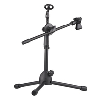 Support de trépied de microphone à double usage avec 2 clips de micro Support de micro réglable Microphones à bras de perche Support de sol de bureau pour réunion de discours Diffusion en direct Enregistrement vocal
