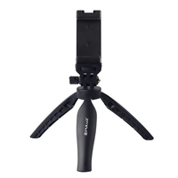 Support de trépied en plastique de bureau PULUZ avec pince de téléphone et tête de trépied de réglage pour caméras actives de téléphone portable