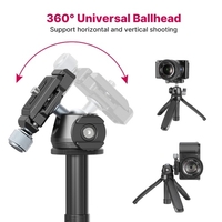 Support de trépied pour bâton de selfie en métal Ulanzi MT-47 Plaque de dégagement rapide à rotule à 360 ° 4 niveaux de longueur réglable Capacité de charge de 2kg avec support de chaussure froide pour Vlog Live Streaming Selfie Video Recording