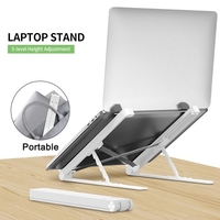 Support pour ordinateur portable Support pour ordinateur portable pliable Support de refroidissement de bureau réglable en hauteur à 5 niveaux Noir