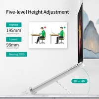 Support pour ordinateur portable Support pour ordinateur portable pliant Support de refroidissement de bureau réglable en hauteur à 5 niveaux Blanc