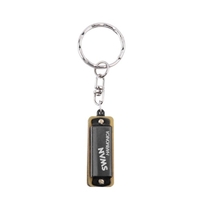 SWAN Porte-clés Harmonica 4 Trous 8 Tons Clé de C Petit Harmonica Décoration Suspendue Mini Instrument de Musique pour Débutants Etudiants