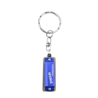 SWAN Porte-clés Harmonica 4 Trous 8 Tons Clé de C Petit Harmonica Décoration Suspendue Mini Instrument de Musique pour Débutants Etudiants
