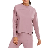 Sweat-shirt femme col rond manches longues ourlet asymétrique à séchage rapide course à pied Fitness Gym vêtements de sport solide lâche hauts de détente