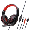 SY733MV Casque de jeu filaire pour ordinateur Casque de jeu supra-auriculaire avec microphone AUX + Port USB Contrôle du volume pour PC