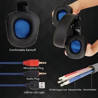 SY860MV Casque de jeu 3, 5 mm filaire sur les écouteurs Casque antibruit avec microphone LED Contrôle du volume lumineux AUX + USB pour PC de bureau