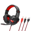 SY860MV Casque de jeu 3, 5 mm filaire sur les écouteurs Casque antibruit avec microphone LED Contrôle du volume lumineux AUX + USB pour PC de bureau