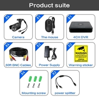 Système de caméra de sécurité 4CH 1080P DVR + 4pcs 1080P Full HD Indoor Outdoor Weatherproof CCTV Cameras Support Motion Alert Remote Access NO Hard Drive