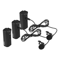 Système de microphone Lavalier sans fil portable MAMEN Transmission 2.4G avec 2 émetteurs 1 récepteur Câble TRS à TRS TRRS de 3, 5 mm pour enregistrement audio en direct