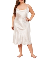 Été femmes Satin Spaghetti sangle chemise de nuit grande taille femmes robe de nuit soyeux intime doux vêtements de nuit