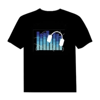 T-shirt LED Flash à commande vocale pour hommes et femmes Party Rock Disco Night Club