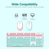 T-WOLF TF770 2.4G clavier sans fil souris Combo rétro Punk rond Keycap confortable muet frappe large compatibilité rose