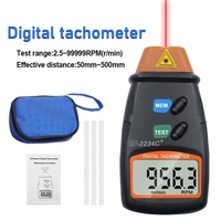 Tachymètre numérique portatif 2.5-99999RPM Compteur de vitesse de rotation laser sans contact avec sac en tissu pour moteurs Ventilateurs Machine à laver Automobiles