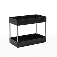 Étagère de rangement multifonctionnelle à 2 niveaux sous évier avec crochet pour fournitures de nettoyage bouteilles d