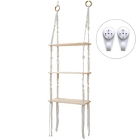 Étagère murale à 3 niveaux décor mural décoratif blanc crémeux étagère suspendue corde tissée pour chambre salon étagère