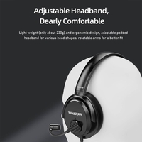 TAKSTAR TS-451M Casque USB avec microphone Casque filaire Contrôle pratique avec sourdine pour PC portable Smartphone Convient pour la diffusion en direct et le chat en ligne