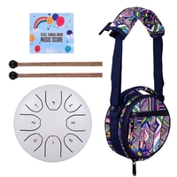 Tambour à langue en acier Muslady 5, 5 pouces 8 notes Instrument de percussion à tambour de réservoir clé C avec baguettes sac de transport pour adultes enfants débutants en musique