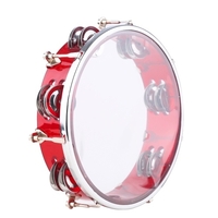 Tambour à main Muslady 8 pouces Tambourin Handbell avec instrument de percussion à double rangée Jingles