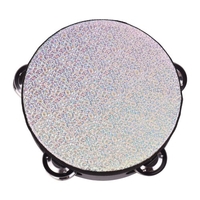 Tambour rayonnant en bois de 4 pouces tambour à main avec cloche à une rangée jingles brillant tête de tambour réfléchissant