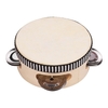 Tambourin à main en bois de 4 pouces avec peau de tambour en peau de mouton Jingles à une rangée en métal