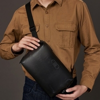 TANJIEZHE en cuir véritable poitrine sac hommes étanche hommes sac à bandoulière Anti-vol sac de voyage Flexible et Anti-pli