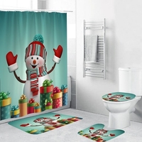 Tapis antidérapant de décoration de salle de bains à thème de Noël de 4 pièces