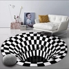 tapis de sol en tapis circulaire noir et blanc (taille 120 * 120)
