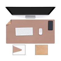 Tapis de souris double face écologique en liège PU en cuir tapis de bureau tapis de souris étanche à la poussière pour le jeu de bureau à domicile marron