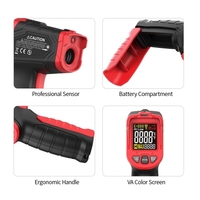 TASI Thermomètre infrarouge IR sans contact Testeur de température portable numérique Pyromètre 12: 1 Écran LCD couleur avec rétroéclairage Centigrade Fahrenheit -50 ～ 680 ℃ (-58 ～ 1256 ℉)