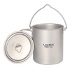 Tasse à eau en pot en titane ultraléger Lixada 750 ml avec couvercle et poignée pliable Camping en plein air cuisine pique-nique