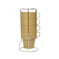 Tasses de camping en plein air en acier inoxydable 4PCS avec support de verre et sac de rangement