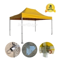 Tente Pliante Série PRO Structure en Aluminium 50mm Bâche en PVC 520g/m² 3x4.5m pour les Besoins des Professionnels ou Utilisation"idienne Jaune