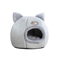 Tente pour animaux de compagnie Lit troglodyte pour chats / petits chiens en velours auto-chauffant
