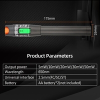Testeur de fibre optique portable 50 mW Type de stylo portable Localisateur de défaut visuel à lumière rouge Prise en charge du stylo de test de fibre Interface FC/SC/ST de 2, 5 mm