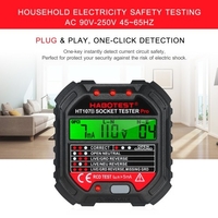 Testeur de sortie GFCI HABOTEST avec affichage de la tension testeur de prise 90-250 V détecteur de tension de polarité de Circuit électrique automatique détecteur de disjoncteur HT107D