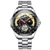 TEVISE Hommes Montre mécanique automatique Bracelet en acier inoxydable Affichage de l