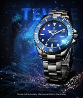 TEVISE T801 Haute Qualité Squelette Automatique Hommes Montre Mécanique Montre Phase De Lune En Acier Inoxydable Horloge Hommes D