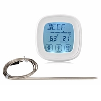 Thermomètre à viande numérique LCD écran tactile minuterie barbecue thermomètre de cuisson des aliments