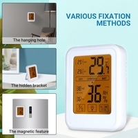 Thermomètre magnétique de haute précision Hygromètre Thermo-hygromètre numérique avec écran tactile Station météo murale avec rétro-éclairage ℃ / ℉ commutable en tout temps / 24 heures maximum Température minimale Humidité Fonction de rap