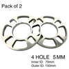Tirol 2Pcs Universel Aluminium 4 trous Disque de frein Spacer Kit 5mm épais Roue Spacer