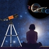 Télescope astronomique 70mm Télescope monoculaire haute puissance 150X Lunette de repérage réfracteur avec 5 × 24 Finder Scope Trépied Moon Filter 3X Barlow Lens pour Star Gazing Bird Watching Camping
