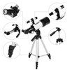 Télescope astronomique 70mm Télescope monoculaire haute puissance 150X Lunette de repérage réfracteur avec 5 × 24 Finder Scope Trépied Moon Filter 3X Barlow Lens pour Star Gazing Bird Watching Camping