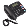 Téléphone filaire noir avec grand bouton bureau téléphone fixe Support téléphonique mains libres / cadran / flash / cadran de vitesse / bague contrôle du Volume pour les personnes âgées