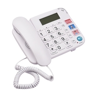 Téléphone filaire noir avec grand bouton bureau téléphone fixe Support téléphonique mains libres / cadran / flash / cadran de vitesse / bague contrôle du Volume pour les personnes âgées