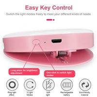 Téléphone Selfie Ring Light LED Fill Light Dimmable Clip-On Circle Ring Light avec lumières froides / naturelles / chaudes pour le maquillage Selfie Video Photography Streaming en direct Rose