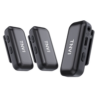 TNVI Système de microphone Lavalier sans fil Portable Mini Lapel Mic Portée de 50 m Interview Vlog Enregistrement de classe en ligne en direct Compatible avec la caméra Android
