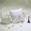 Étoile de mariée en satin doux romantique et coquille de mer Anneau de mariage Oreiller + Mariage Satin Étoile de mer et coquillage de la mer Panier de fleurs