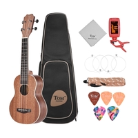 TOM TUS-200B 21 "Acoustique Soprano Ukulélé Ukelele Uke Kit Sapele Bois avec sac de transport Sangle Strings Clip-sur Tuner chiffon de nettoyage Celluloid Picks