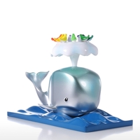 Tomfeel Sculpture en résine à la baleine et aux oiseaux Décor à la maison Art moderne