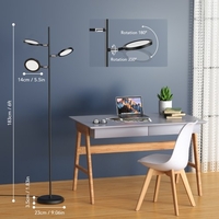 Tomshine 3 lumières Dimmable Tree Lampadaire Touching Control 3 Eclairage Couleur Rotatif Coin Stand Lumière pour Uplight ou Downlight Bras Debout avec 3 Têtes Réglables pour Salon Chambre